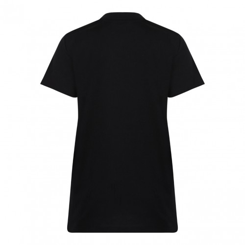Black Cotton Logo Embroidered T-Shirt