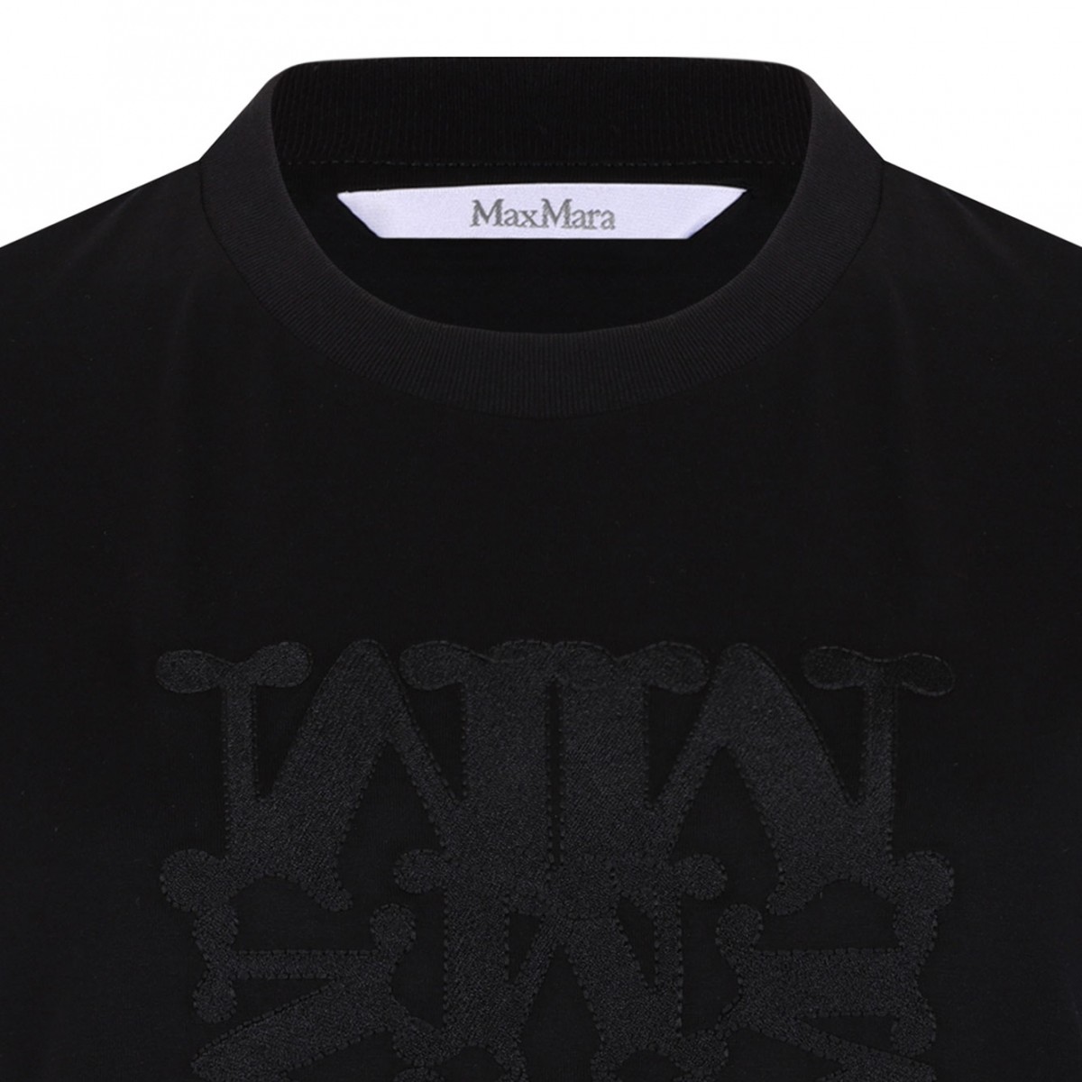 Black Cotton Logo Embroidered T-Shirt