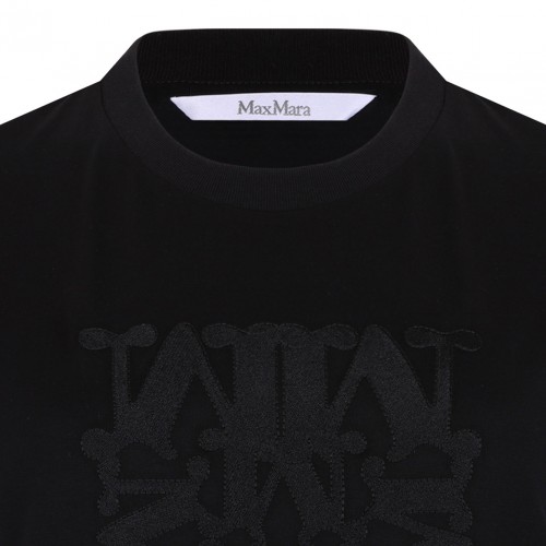 Black Cotton Logo Embroidered T-Shirt