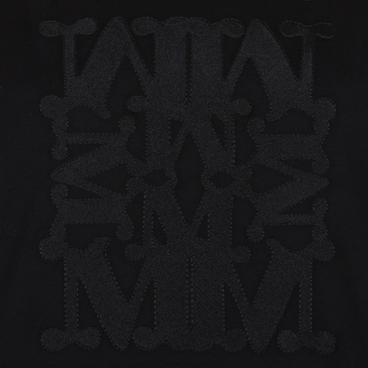 Black Cotton Logo Embroidered T-Shirt