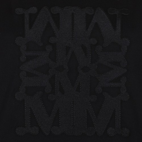 Black Cotton Logo Embroidered T-Shirt