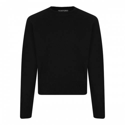 Black Raglan Sleeve Cashmere Sweater