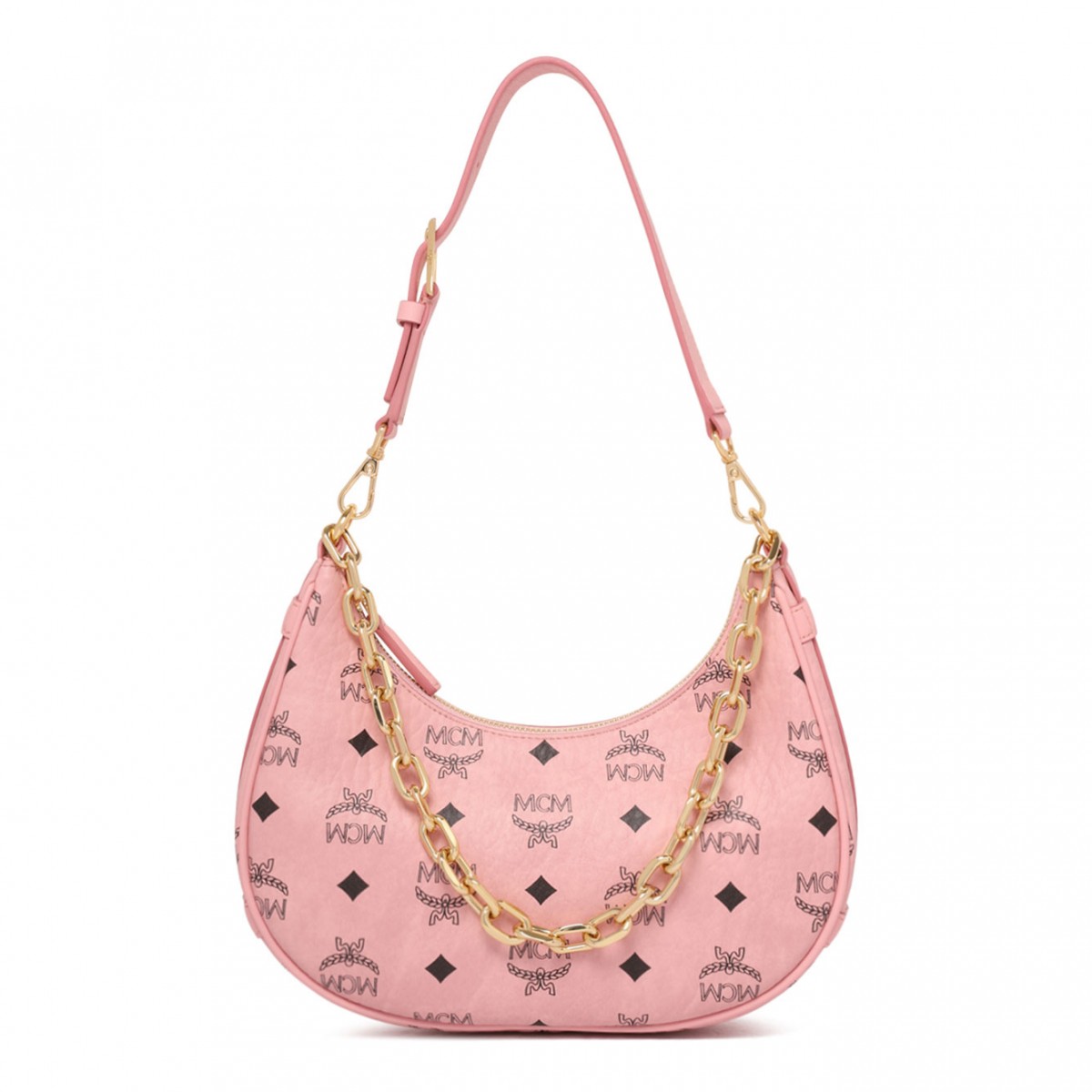 Light Pink Monogram Print Shoulder Bag