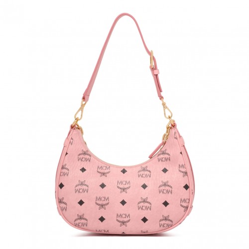 Light Pink Monogram Print Shoulder Bag 2