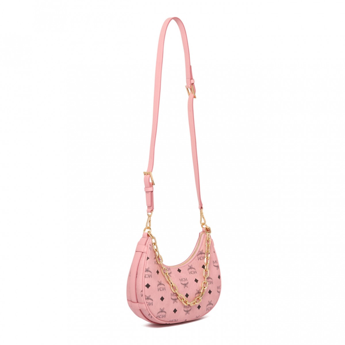Light Pink Monogram Print Shoulder Bag