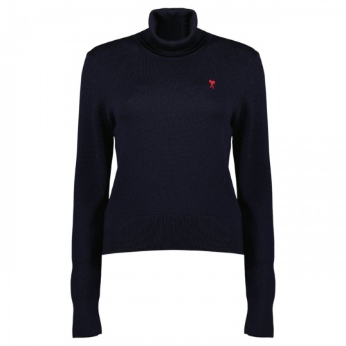 Navy Blue Wool Turtleneck Sweater