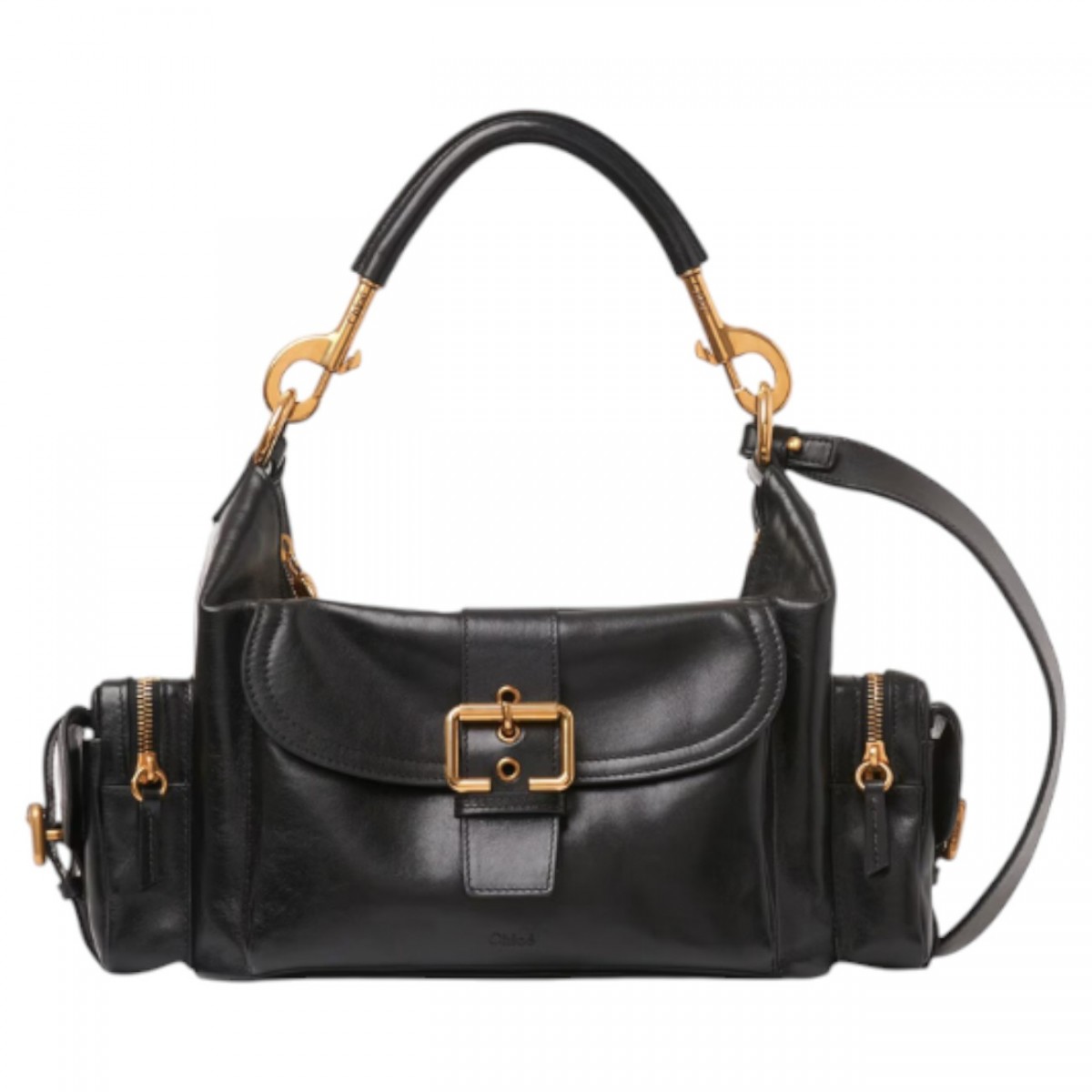 Black Glossy Leather Camera Bag