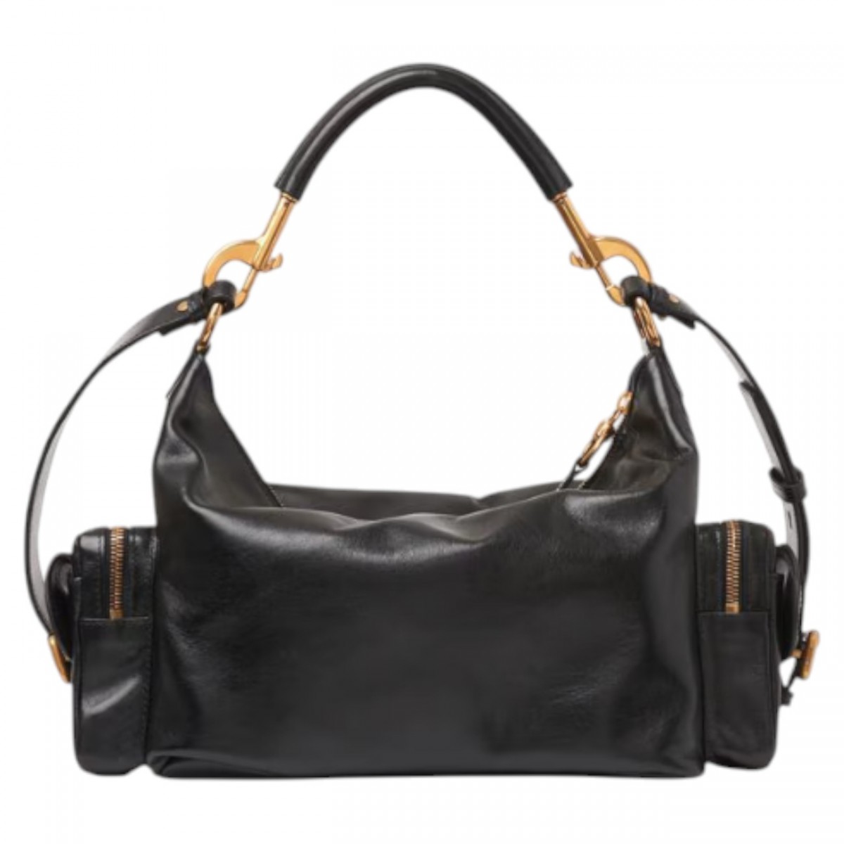 Black Glossy Leather Camera Bag