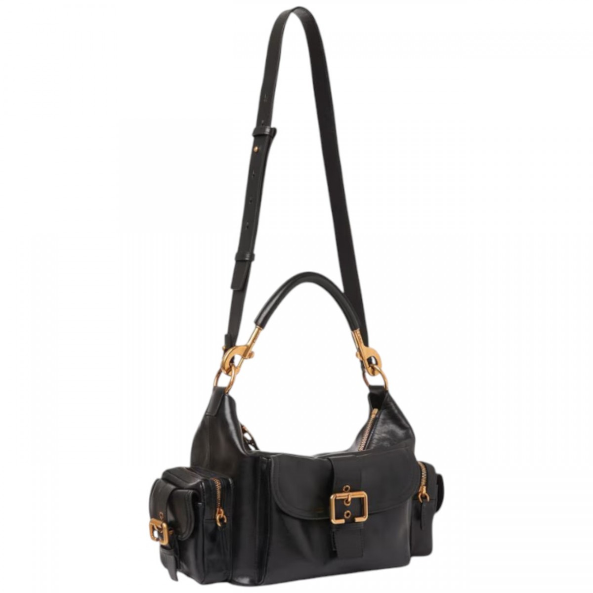 Black Glossy Leather Camera Bag