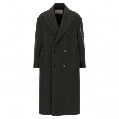 Anthracite Wool Double Breasted Long Coat