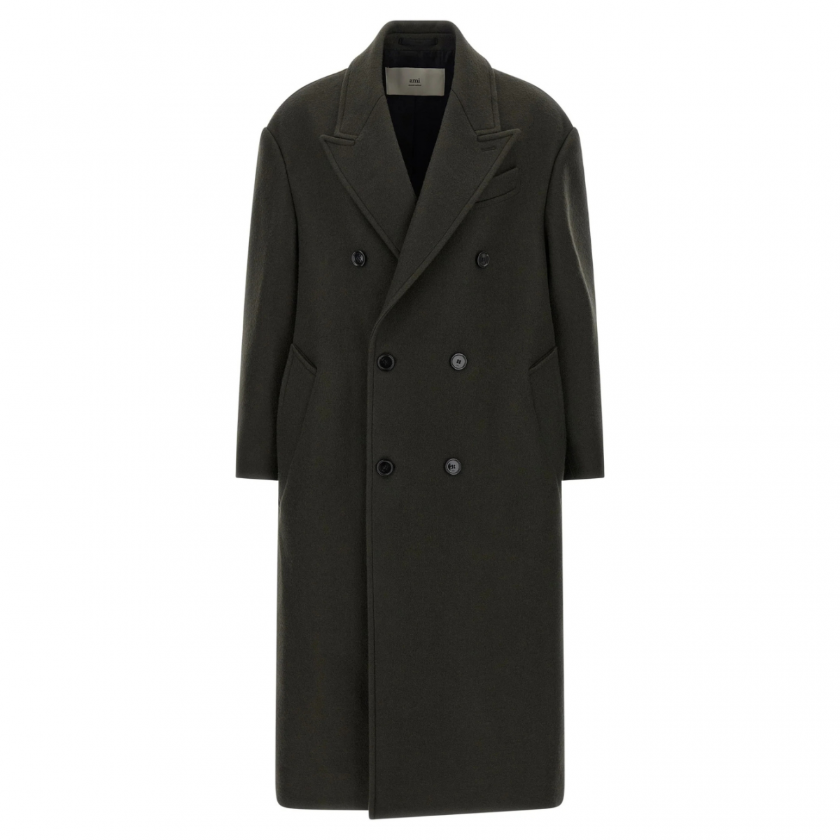 Anthracite Wool Double Breasted Long Coat