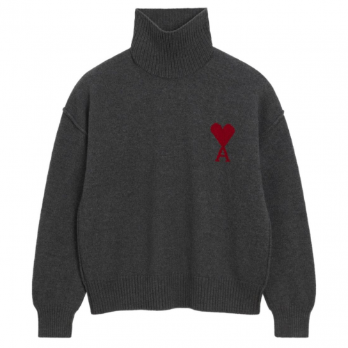 Grey Wool Ami De Coeur Funnel Neck Sweater