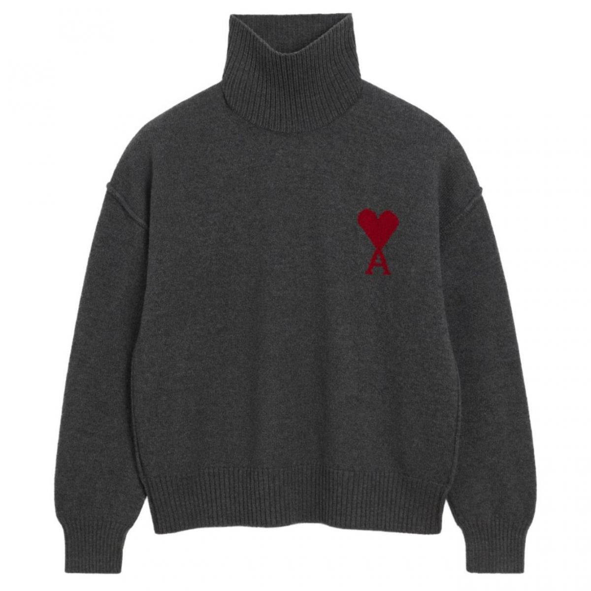 Grey Wool Ami De Coeur Funnel Neck Sweater