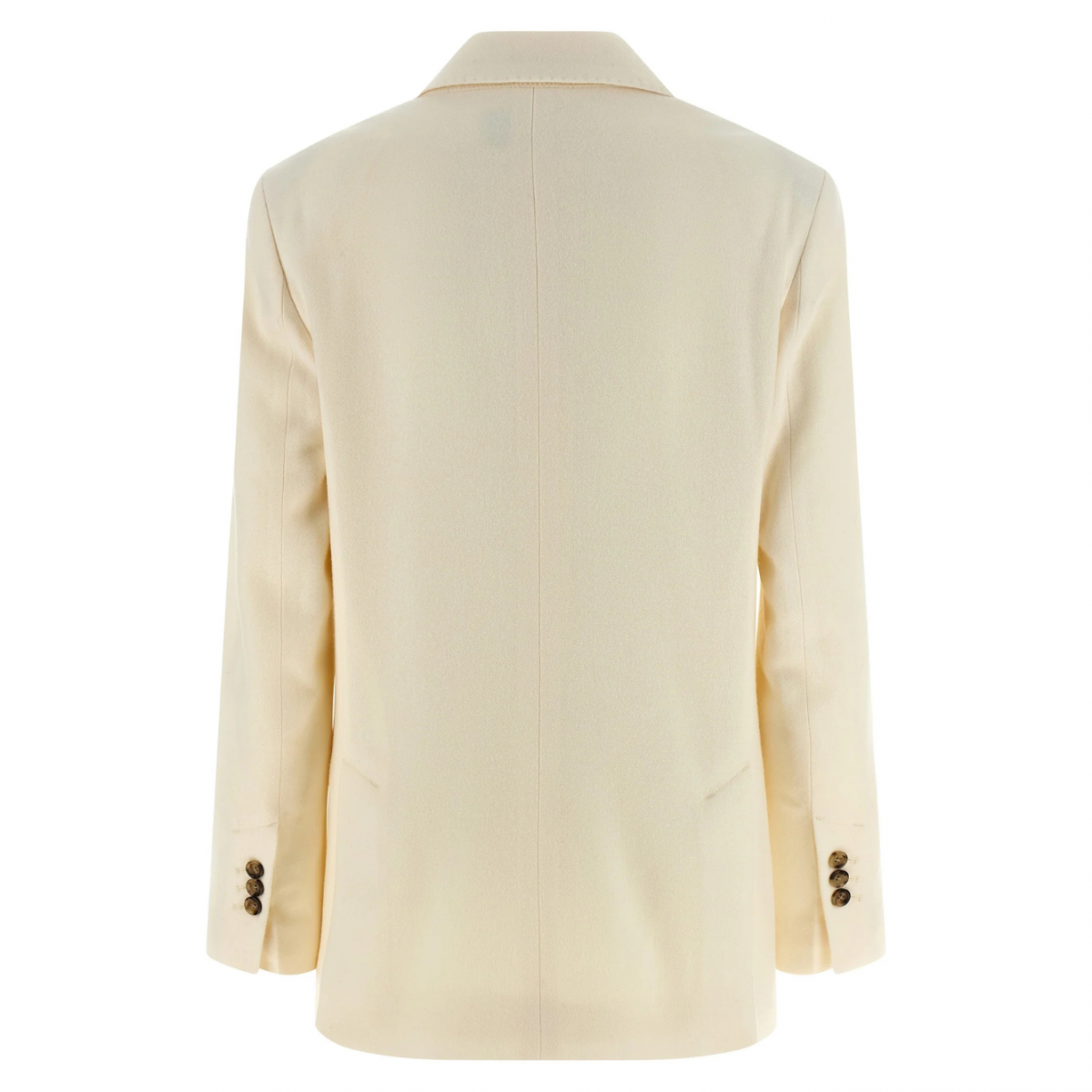 Ivory Wool Double-Breasted Blazer
