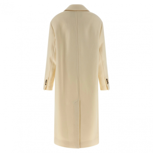 Ivory White Wool Double Breasted Long Coat 2