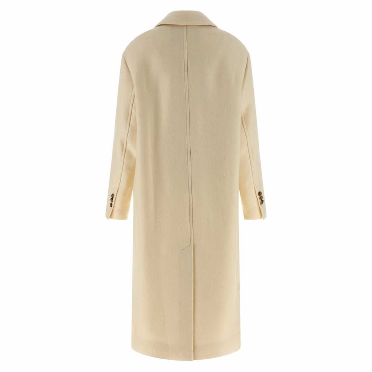 Ivory White Wool Double Breasted Long Coat