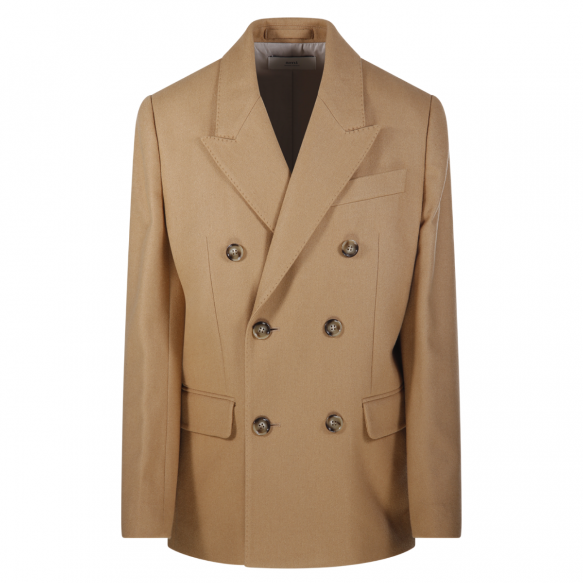 Camel Wool Double-Breasted Blazer
