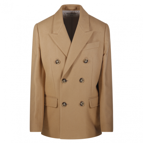Camel Wool Double-Breasted Blazer