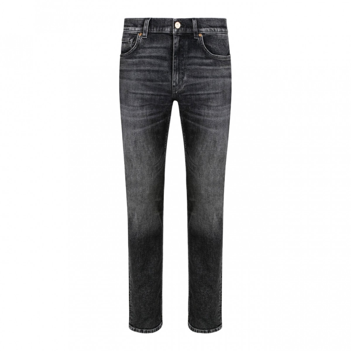 Dark Grey La Medusa Embroidery-Detail Jeans