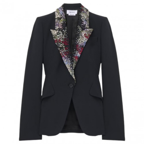 Black Embroidered Lapel Jacket