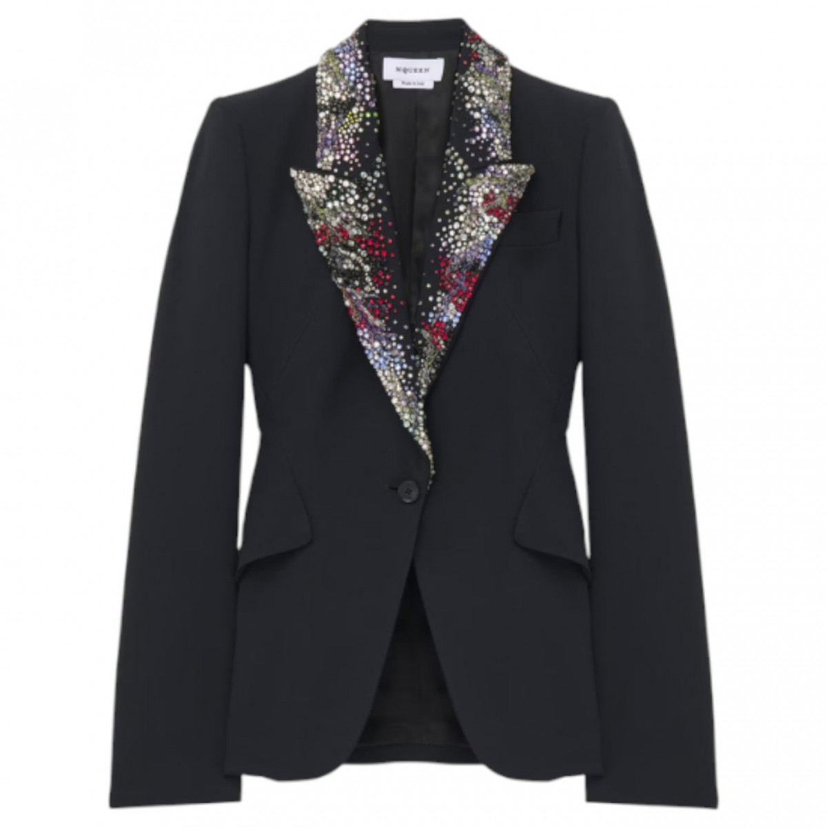 Black Embroidered Lapel Jacket