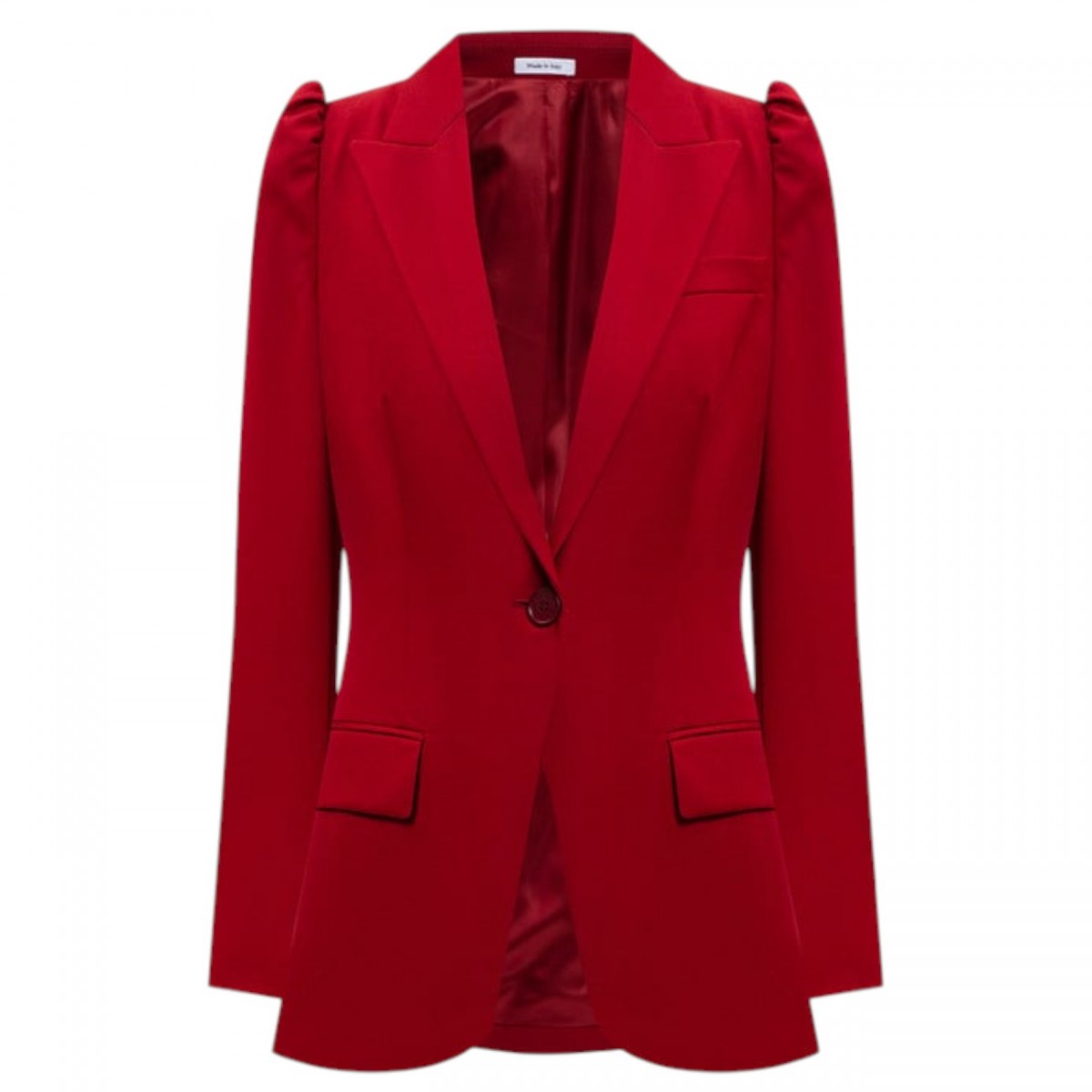Red Wool Single-Breasted Blazer