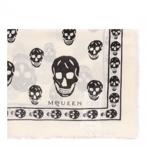 Ivory and Black Classic Skull Scarf