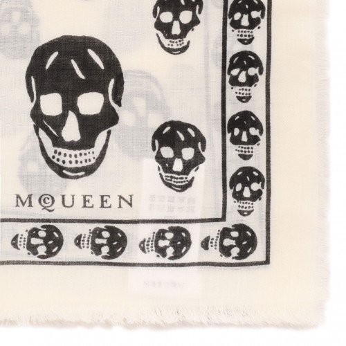 Ivory and Black Classic Skull Scarf