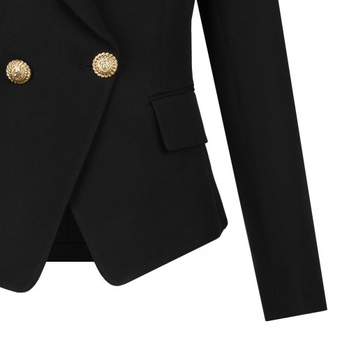 Black Double-Breasted Wool Jacket