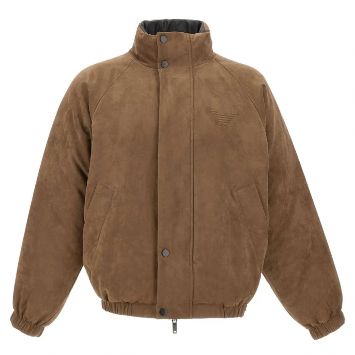 Brown Bomber Jacket With Raglan Sleeves