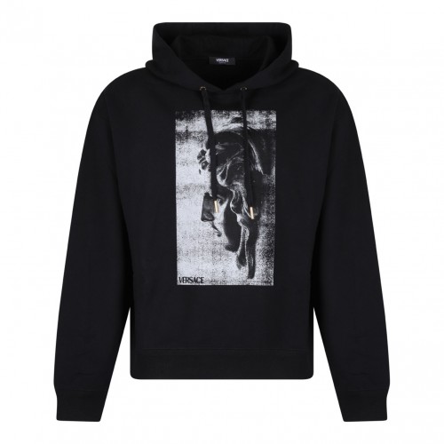 Black Statue Print Hoodie