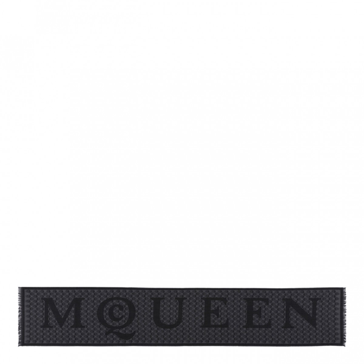 Black Skull-Print Wool Scarf