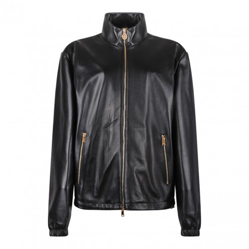 Black Plonge Leather Jacket
