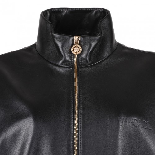 Black Plonge Leather Jacket