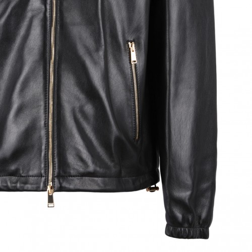 Black Plonge Leather Jacket