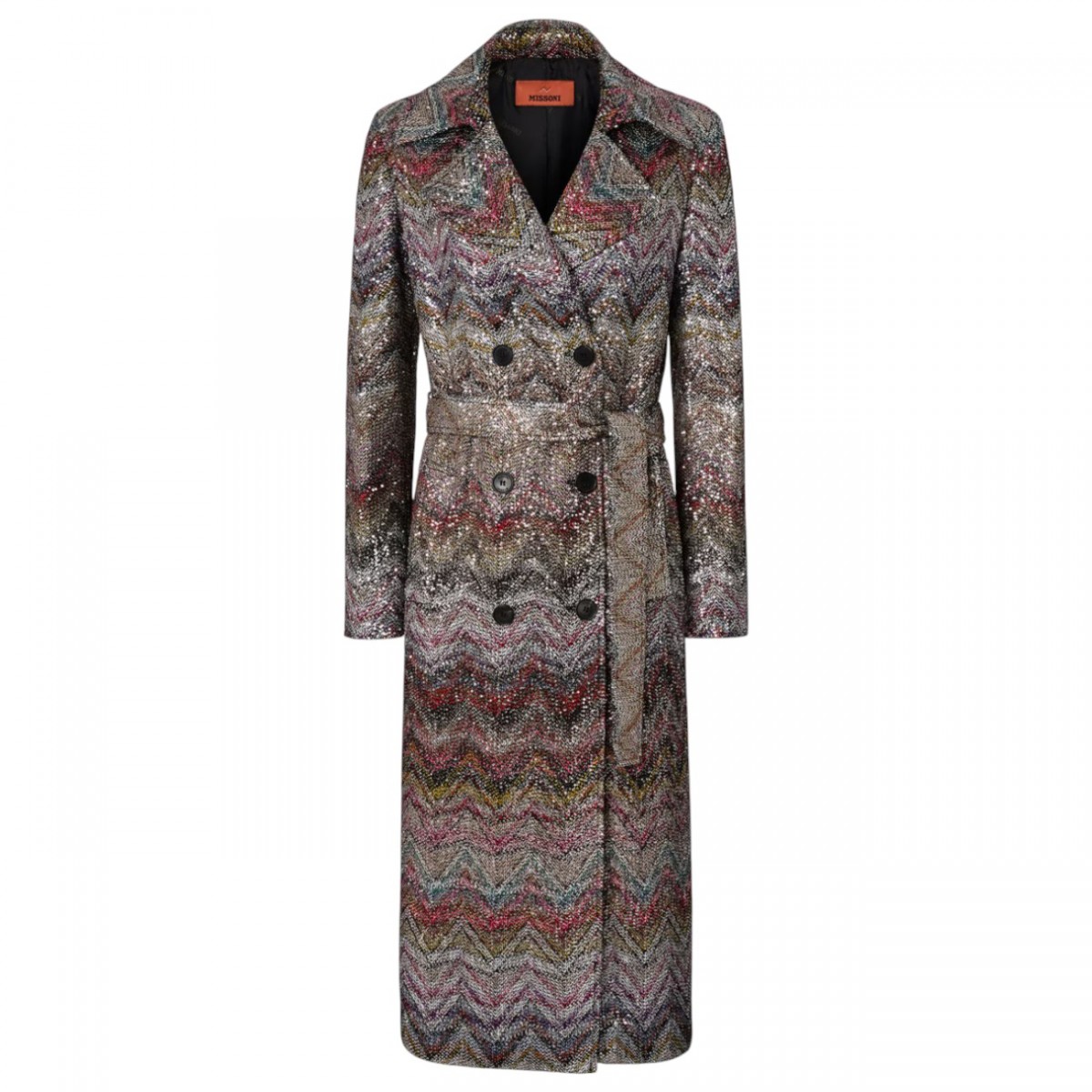 Multicolour Belted Trench Coat In Viscose Blend