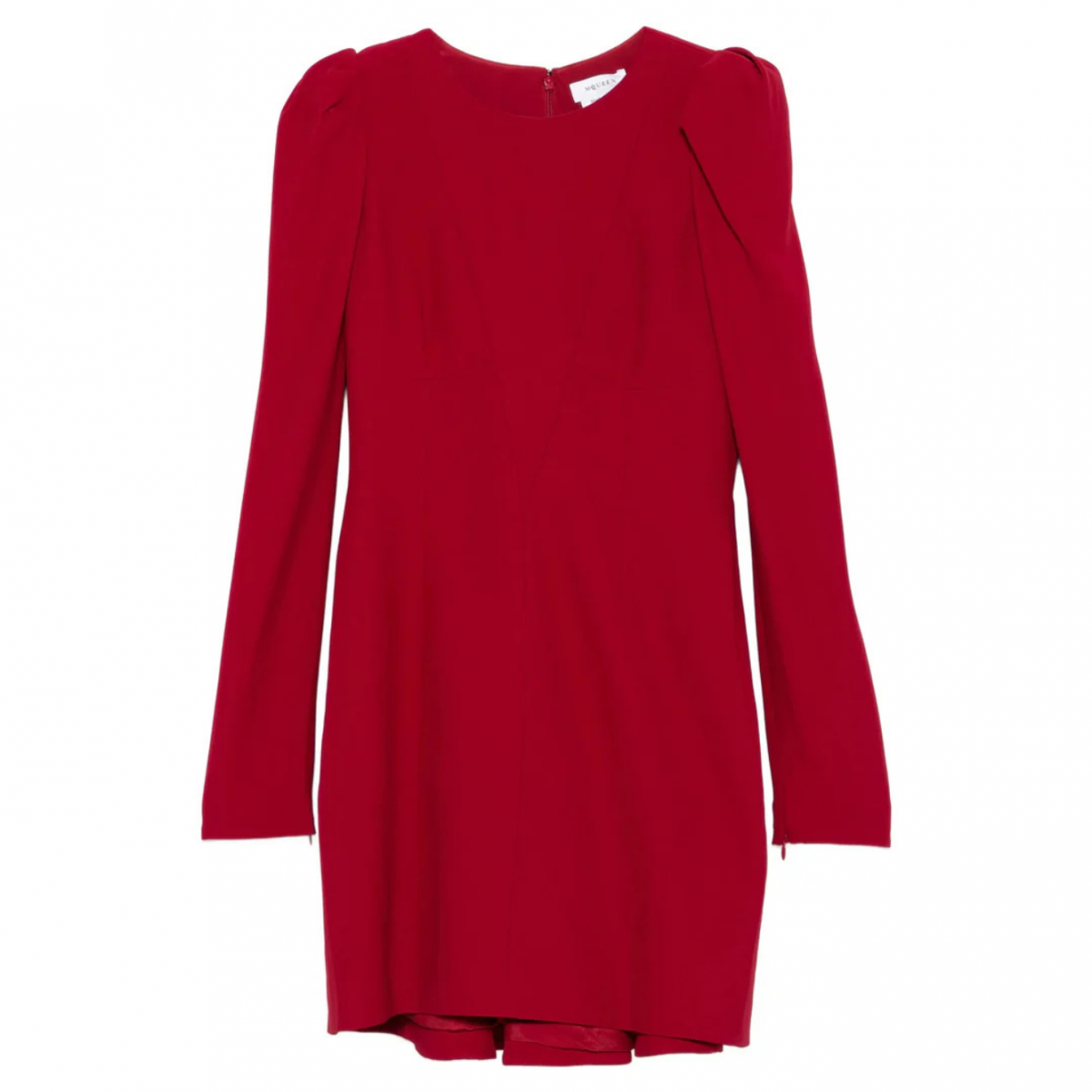 Crimson Puff Sleeve Fitted Dress