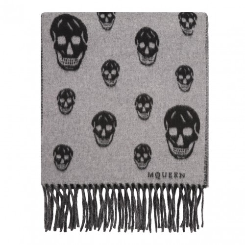 Double-Sided Skull Scarf in Graphite/Black