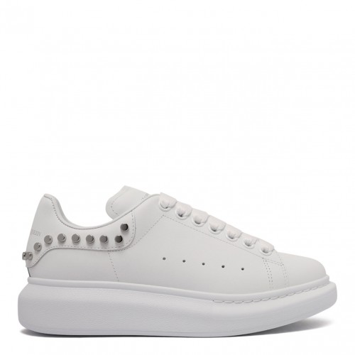 White Stud-Embellished Sneakers