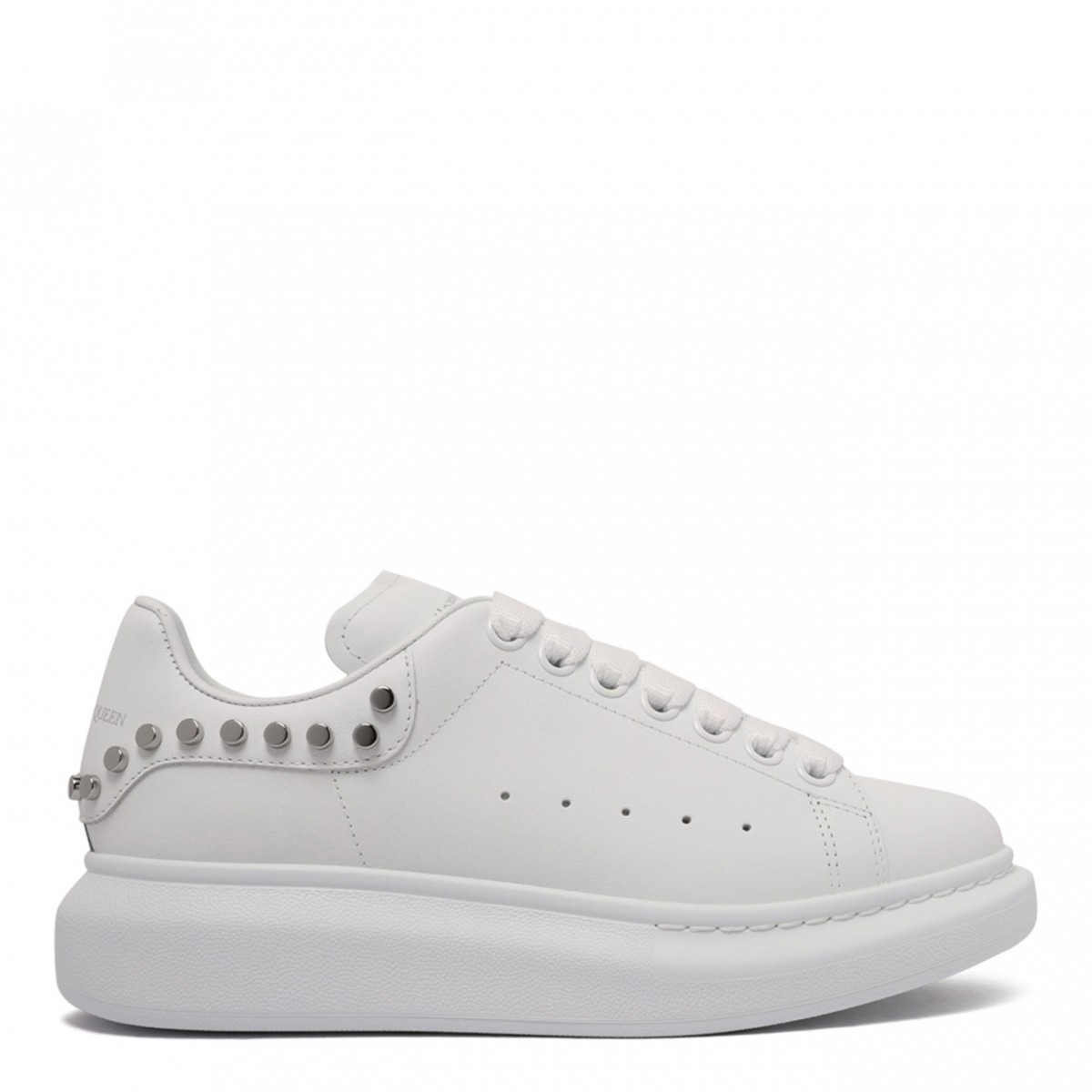White Stud-Embellished Sneakers