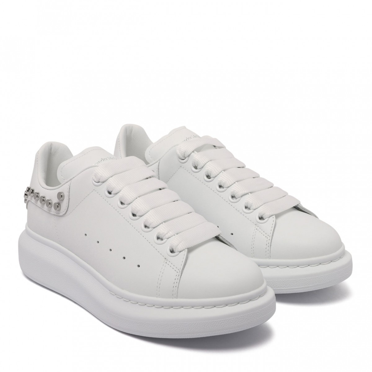 White Stud-Embellished Sneakers