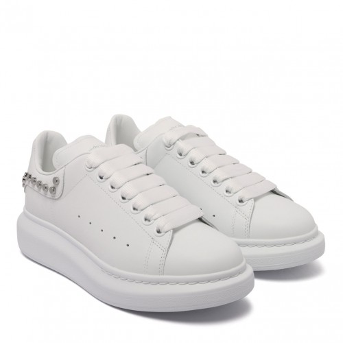 White Stud-Embellished Sneakers
