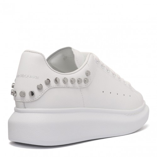 White Stud-Embellished Sneakers