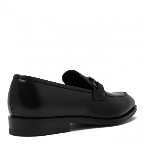 Black Loafer With Gancini Buckle