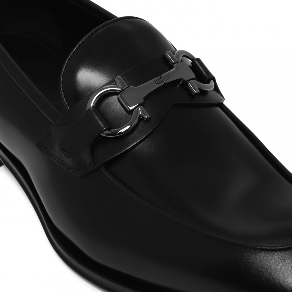 Black Loafer With Gancini Buckle
