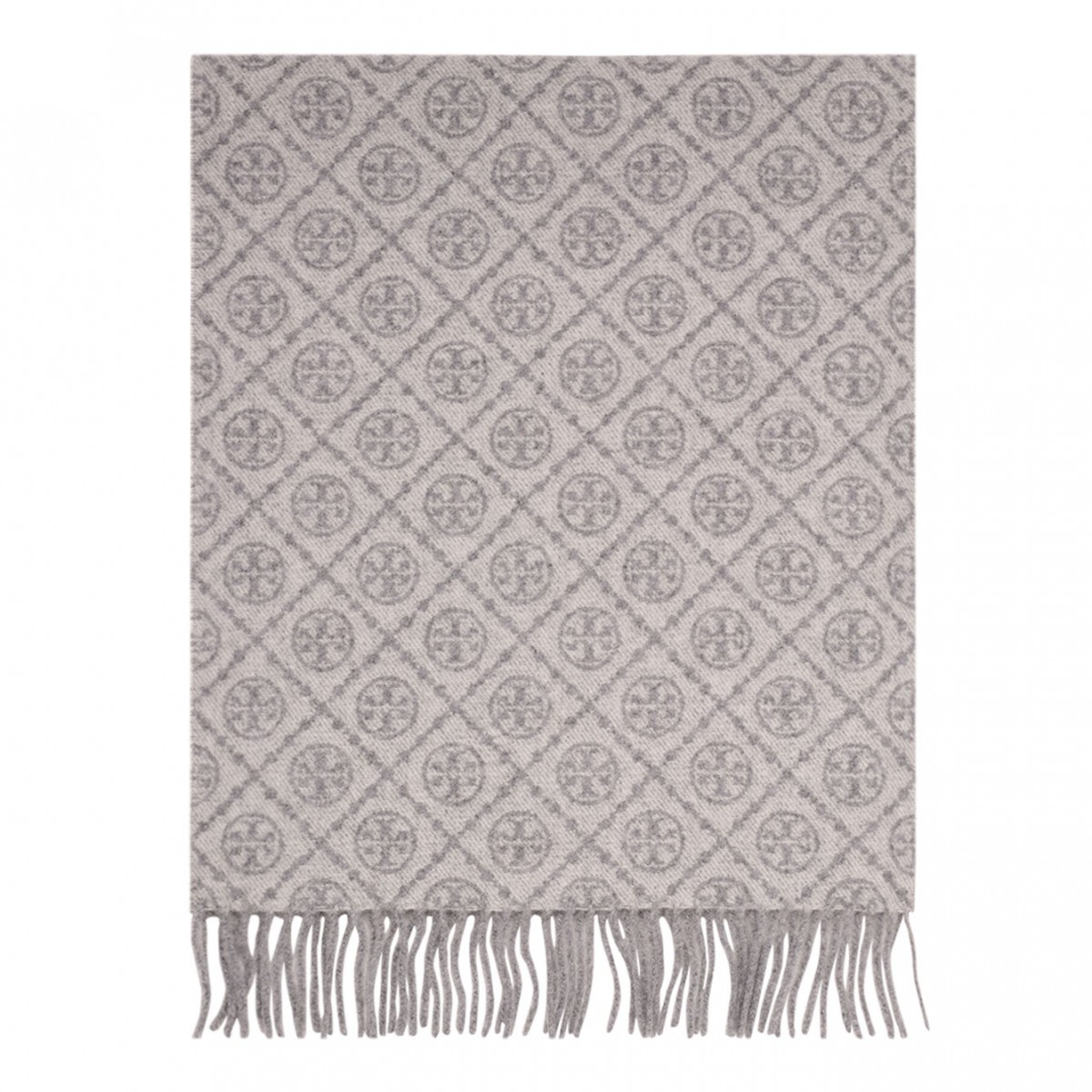 Gray Long T Monogram Scarf