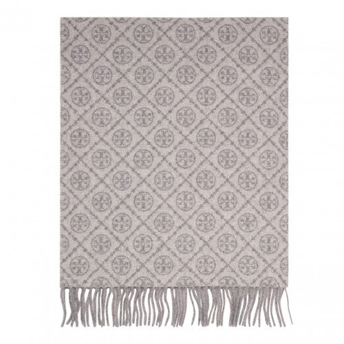 Gray Long T Monogram Scarf
