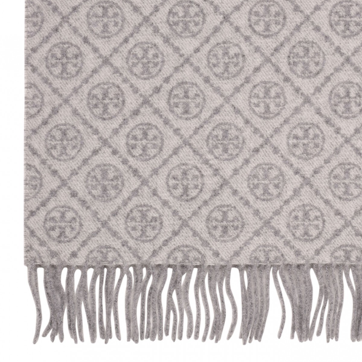 Gray Long T Monogram Scarf