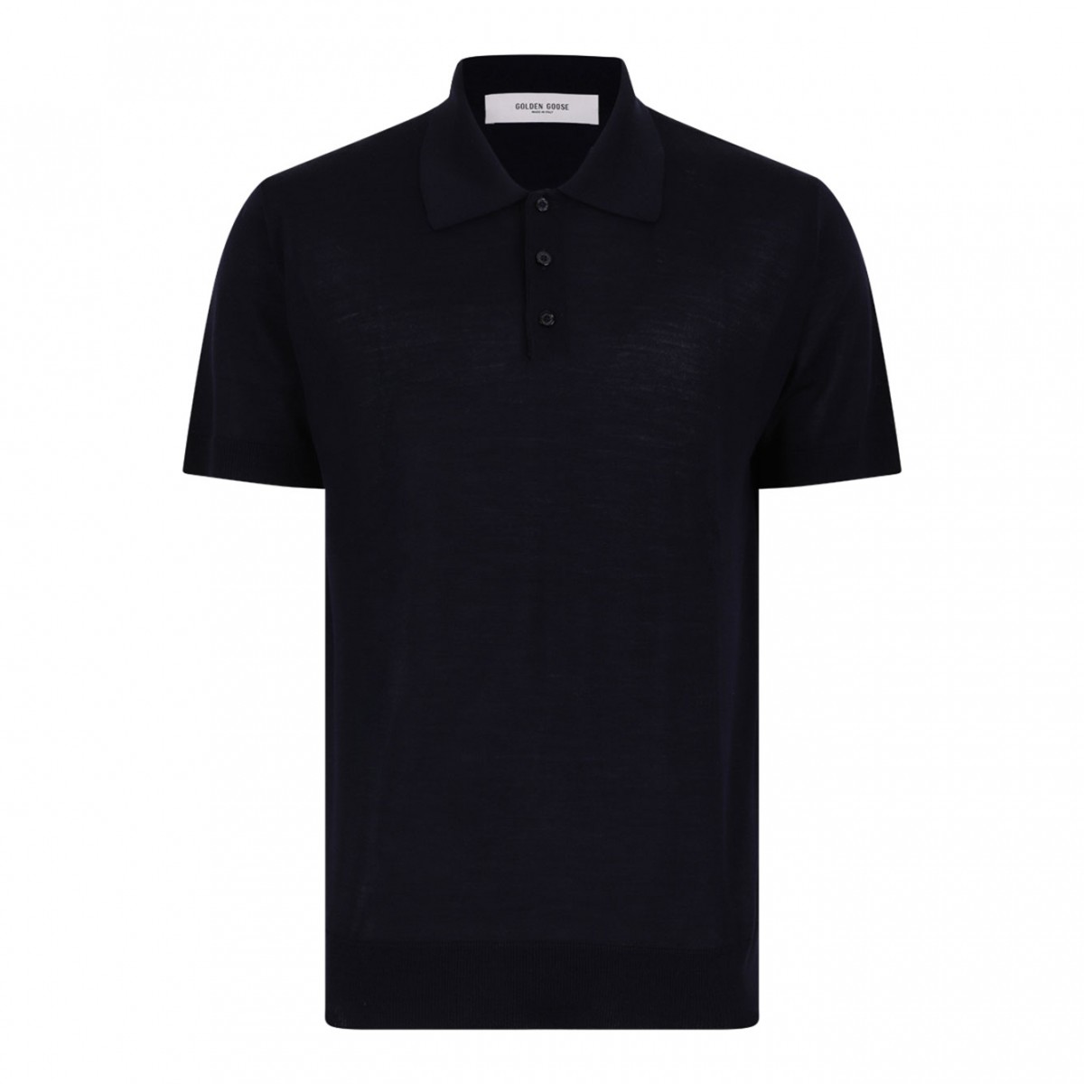 Dark Blue Virgin Wool Polo Shirt
