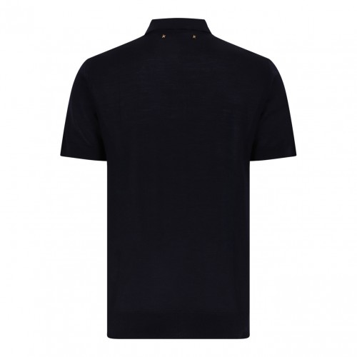Dark Blue Virgin Wool Polo Shirt 2